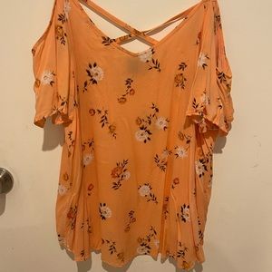 Peach floral blouse